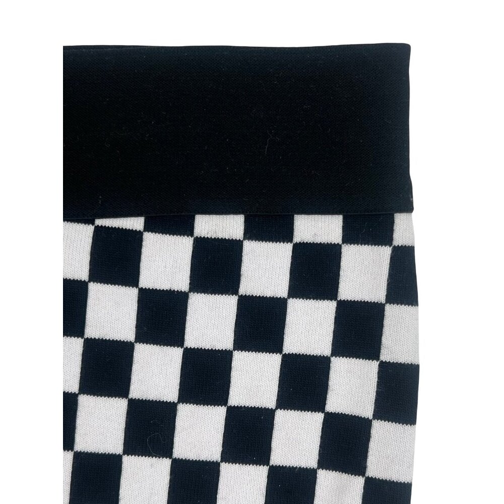 Checkered Black White Buckle Front Crop Top & Mini Skirt 2 Piece Set | Rave EDM - Picture 10 of 16